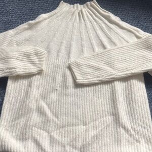 Nine West Cream Ribbed Women's Turtleneck Sweater